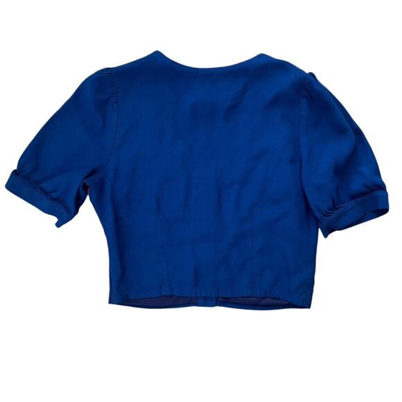 Staud Women’s Nautical Striped Navy Yellow Red Boxy Collared Button Blouse Top L - Picture 5 of 9